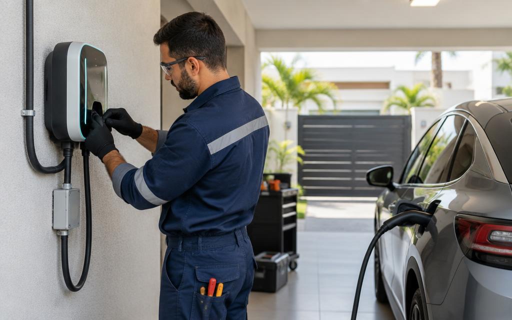 Técnico da Reparo Local fazendo conserto de instalação de wallbox em Sorocaba e região